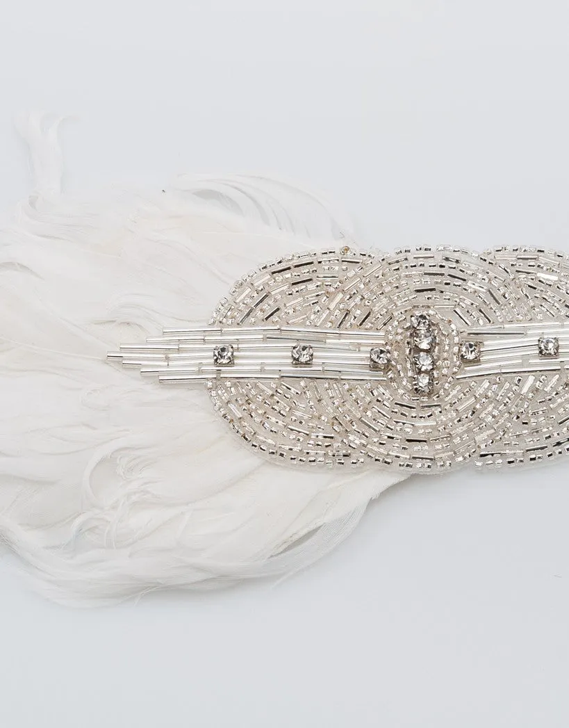 Art Deco 1920's wedding headband with feathers