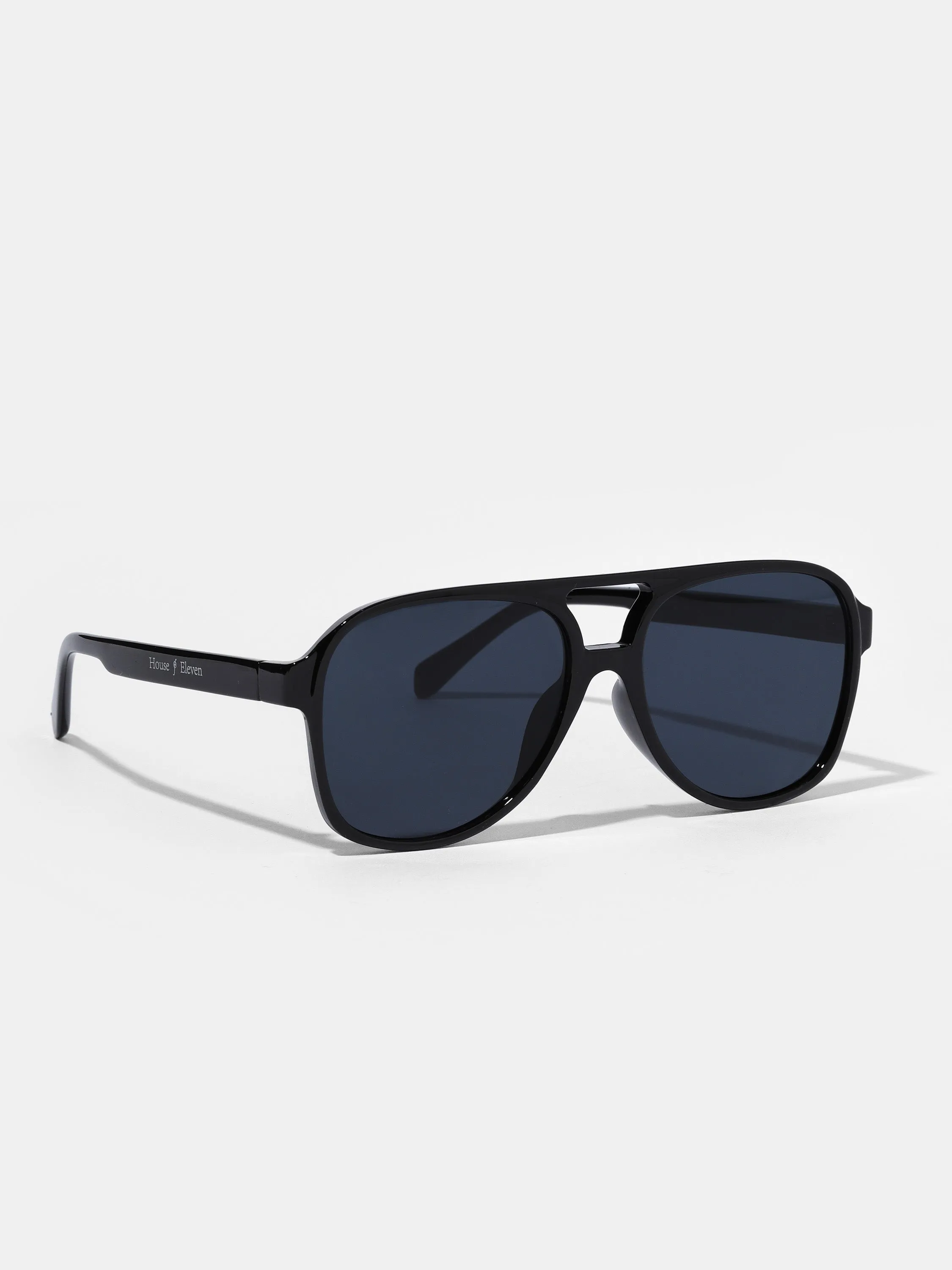 Black Retro Aviator Sunglasses