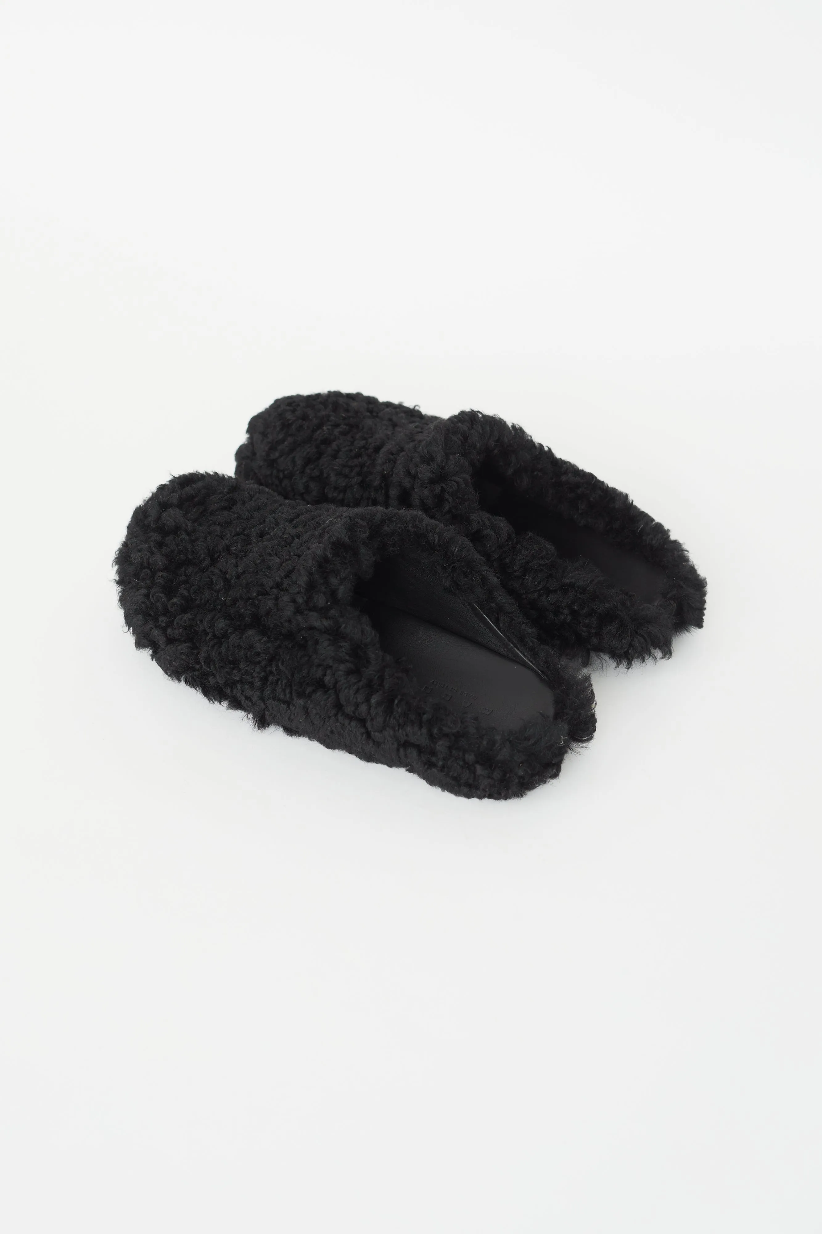 Black Shearling Fussbett Sabot Mule