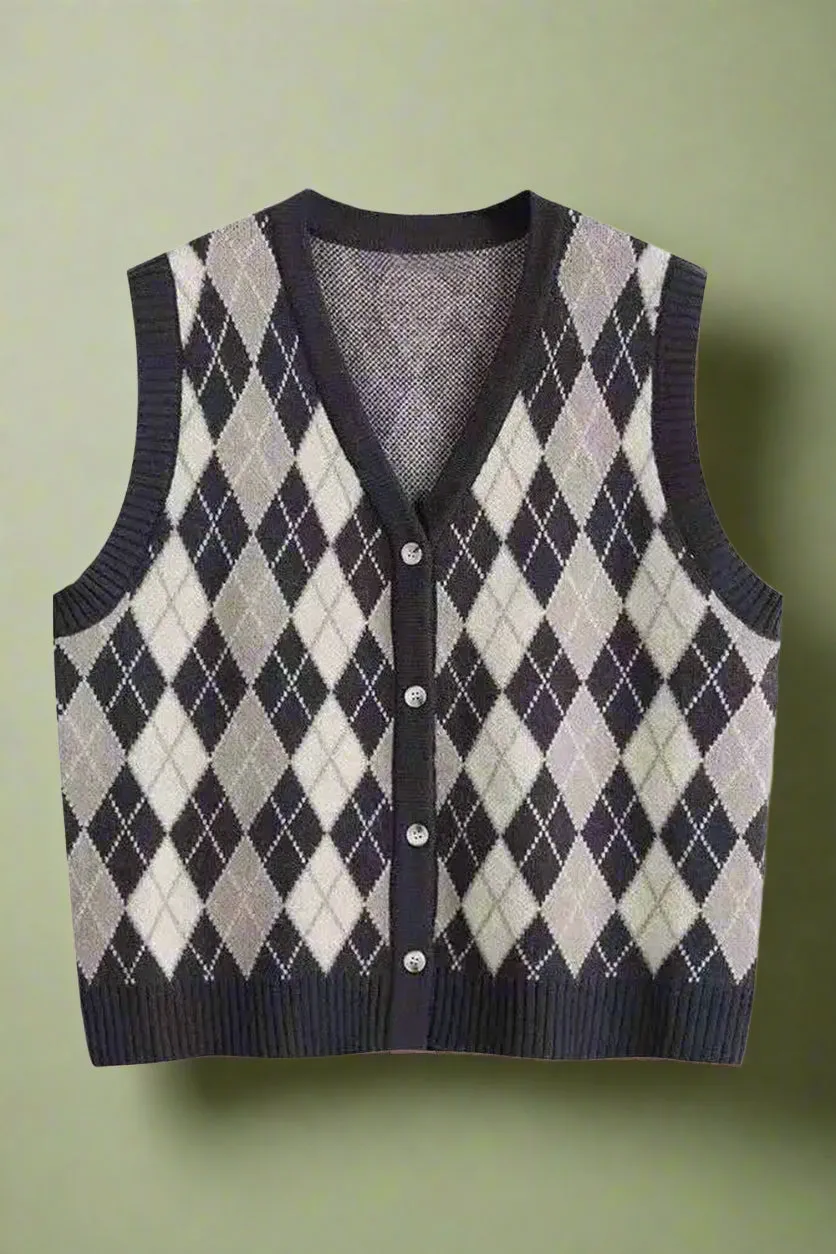 Classic Argyle Knit Vest
