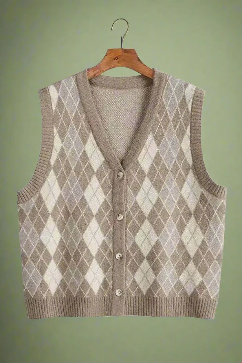 Classic Argyle Knit Vest
