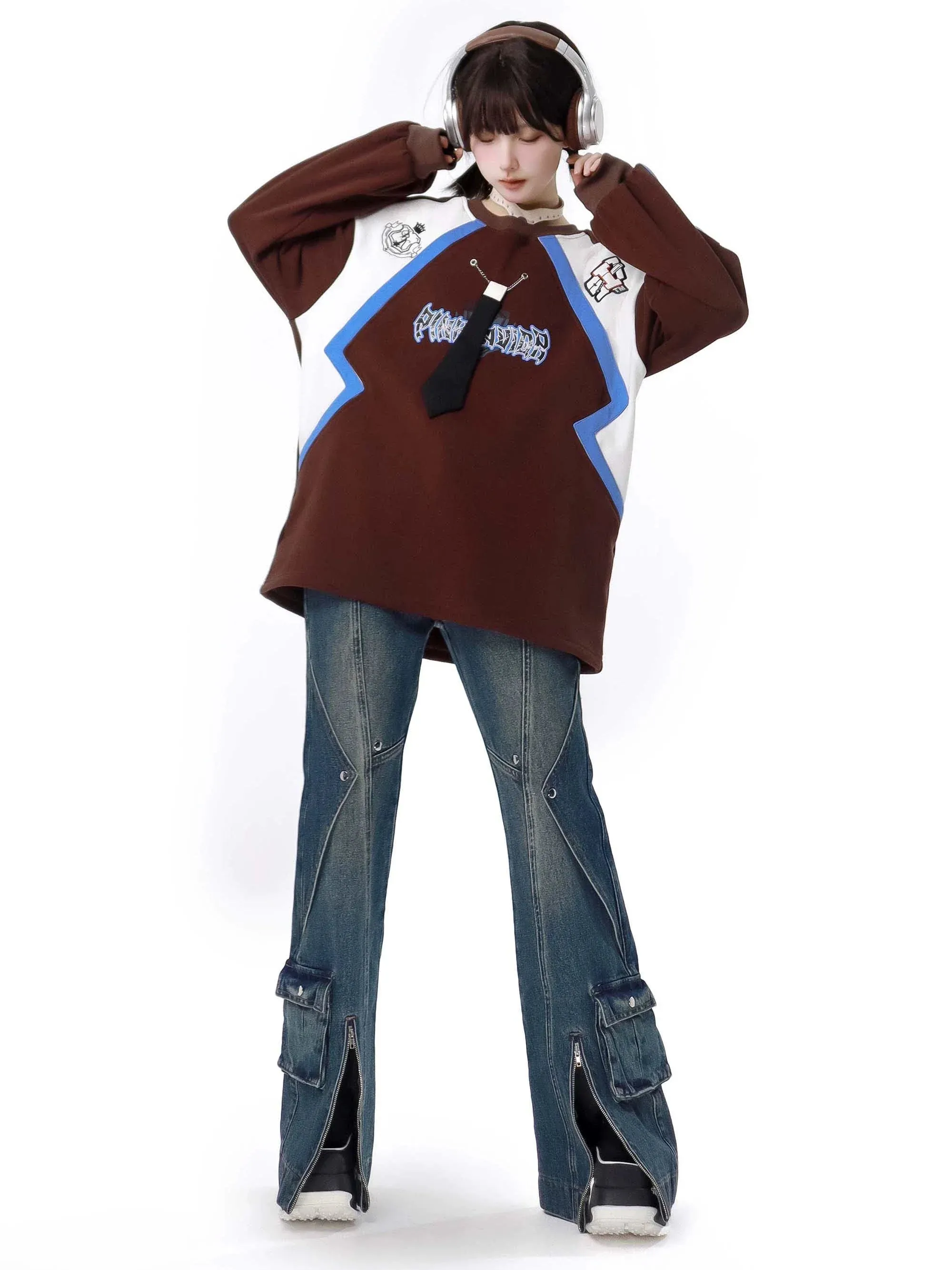 Color Sweatshirt American Retro Loose Contrast