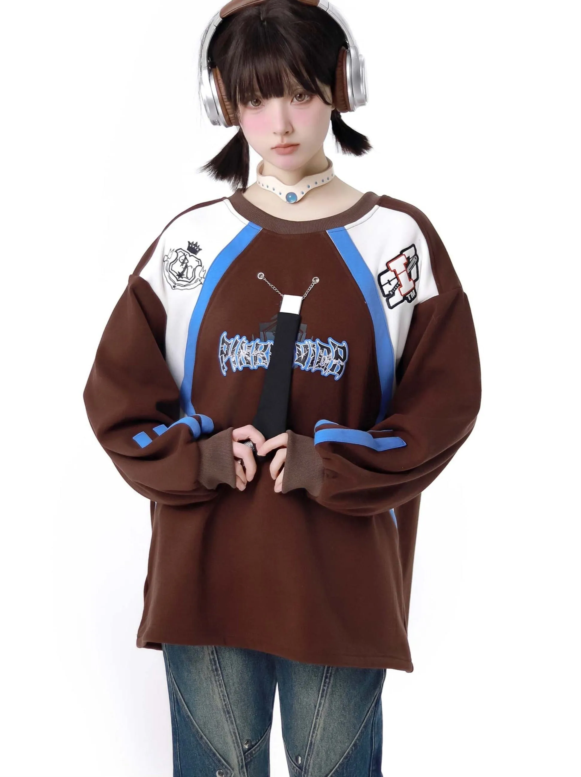 Color Sweatshirt American Retro Loose Contrast