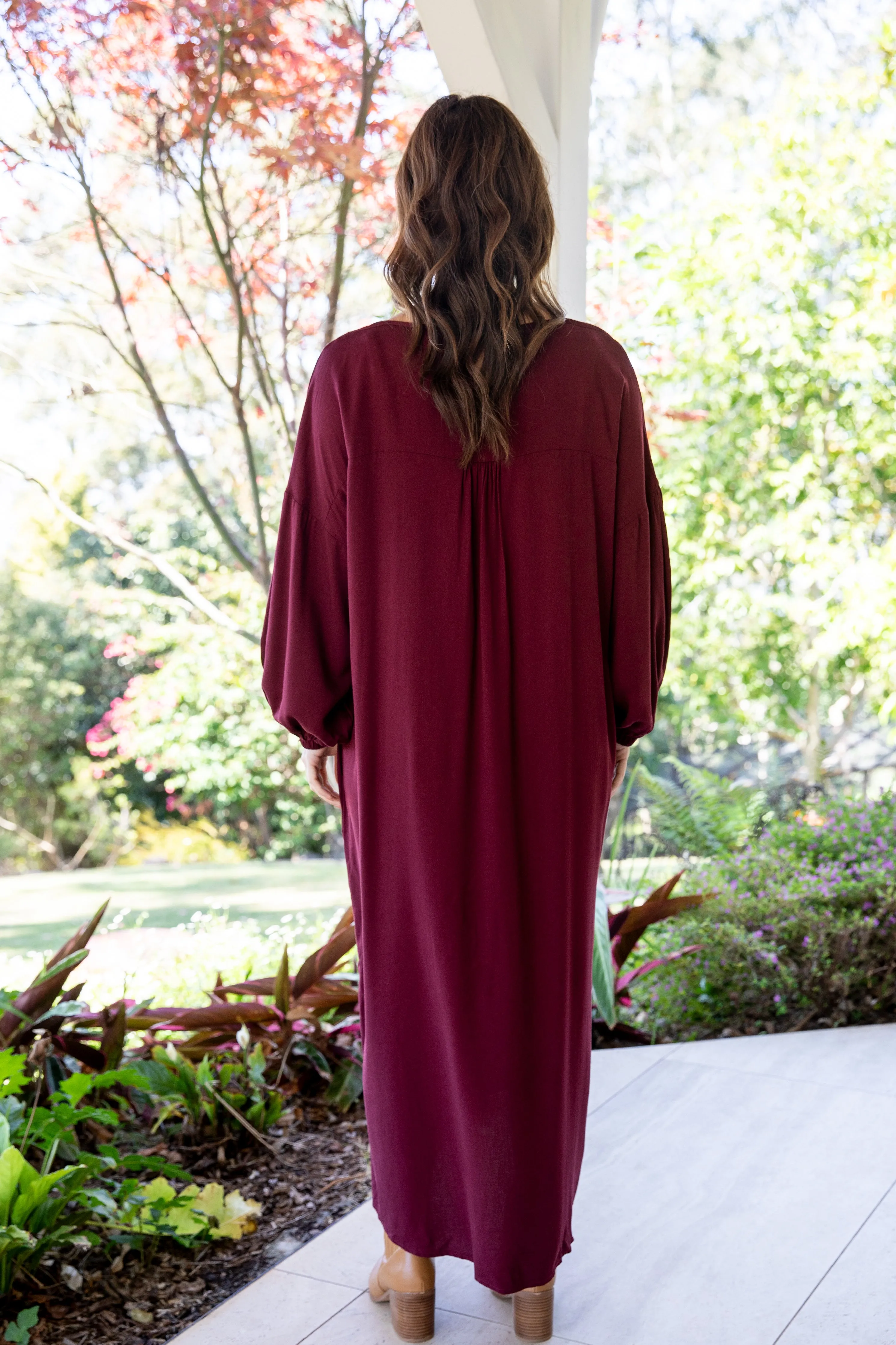 FINAL SALE Ella Dress in Burgundy