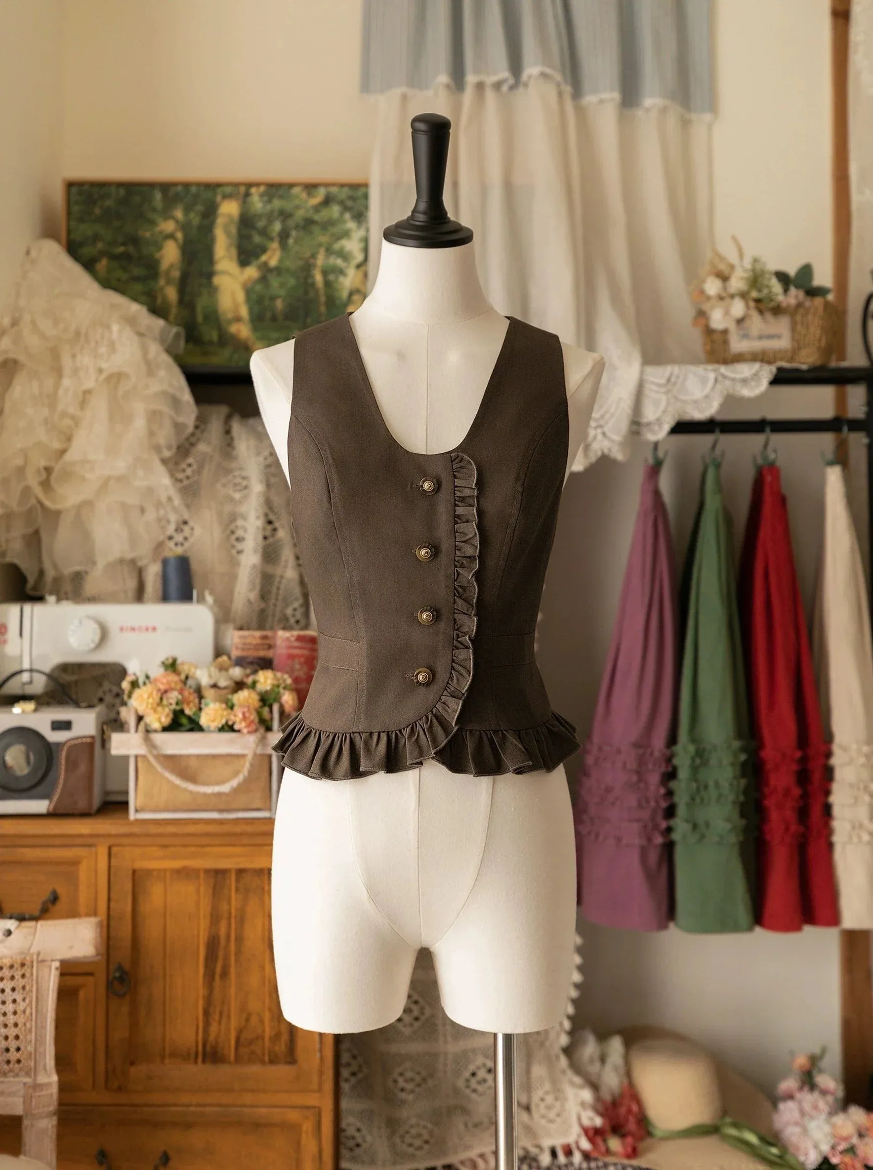 Forest Frilled Retro Vest Wardrobe Classic