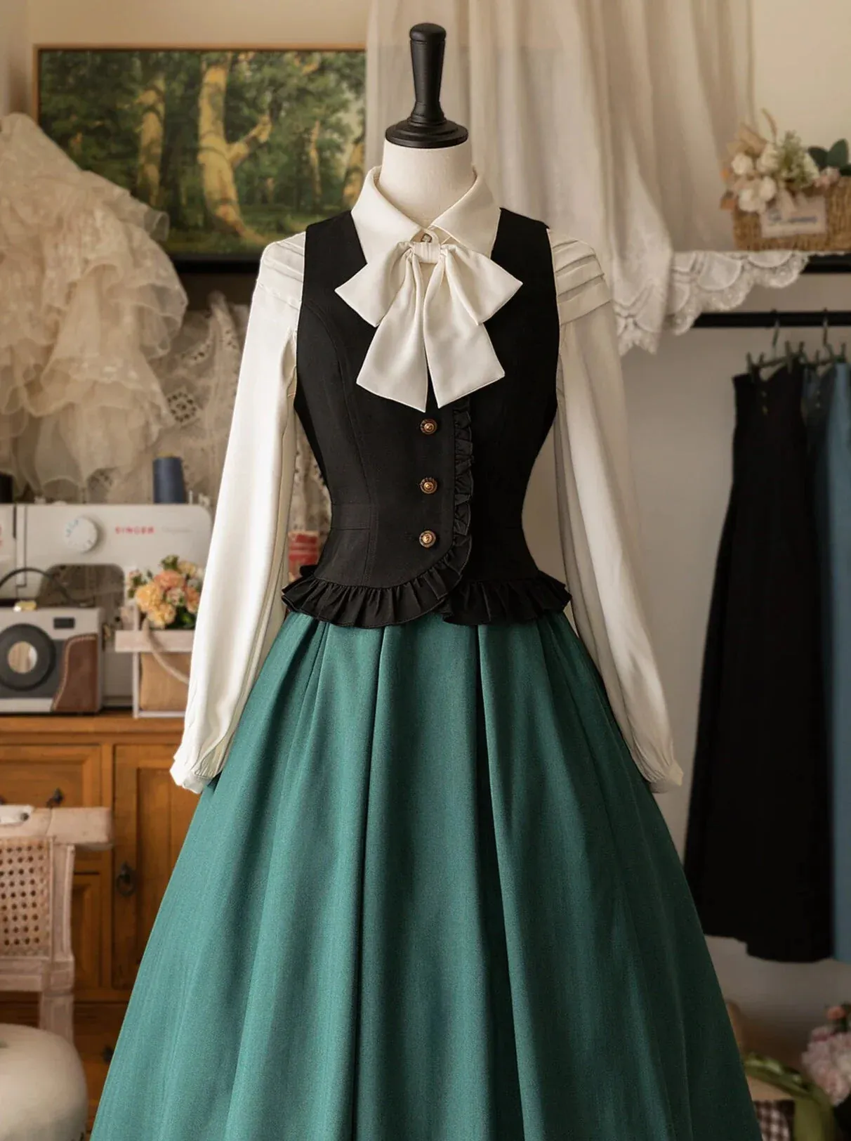 Forest Frilled Retro Vest Wardrobe Classic
