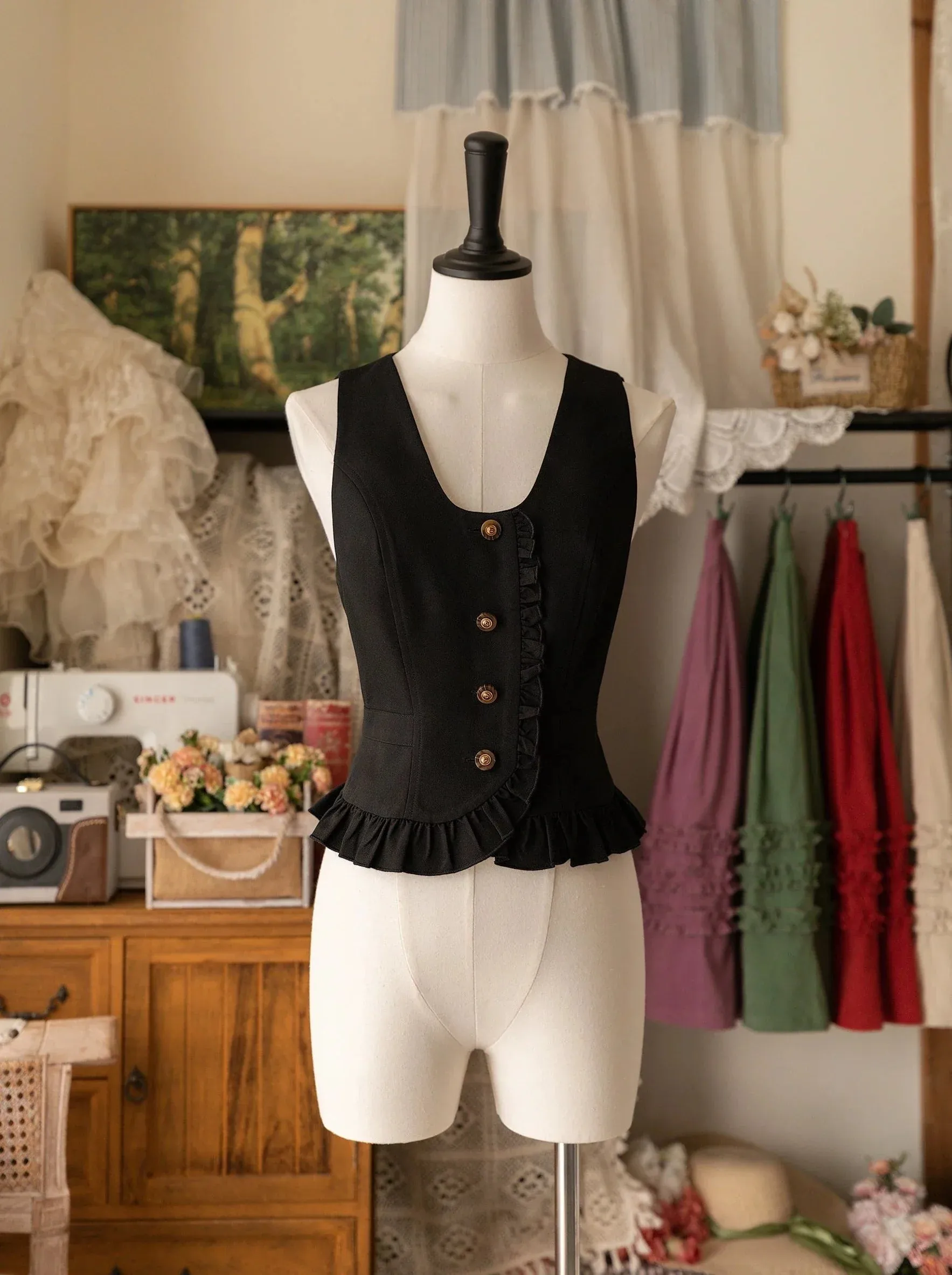 Forest Frilled Retro Vest Wardrobe Classic