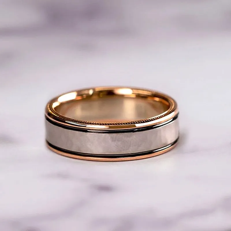 Huitan Gorgeous Women/Men Wedding Set Rings Mosaic AAA CZ Two Tone Romantic Female Engagement Rings Fashion Jewelry Top Quality