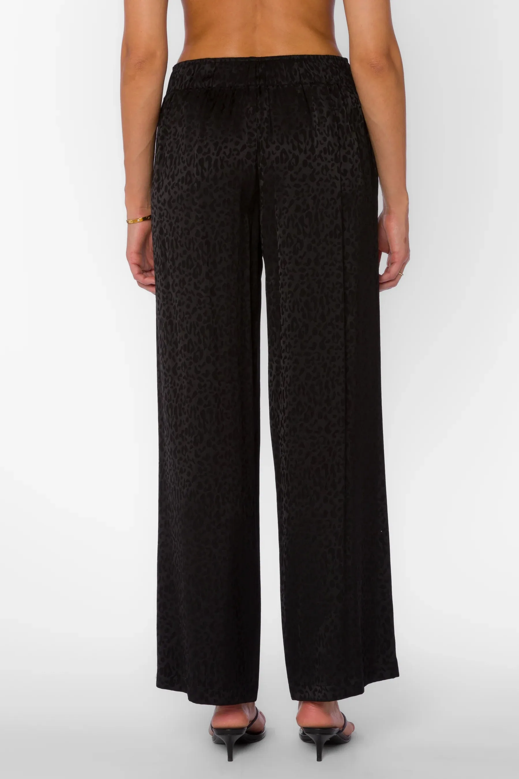 Kaelin Black Leopard Jacquard Pants
