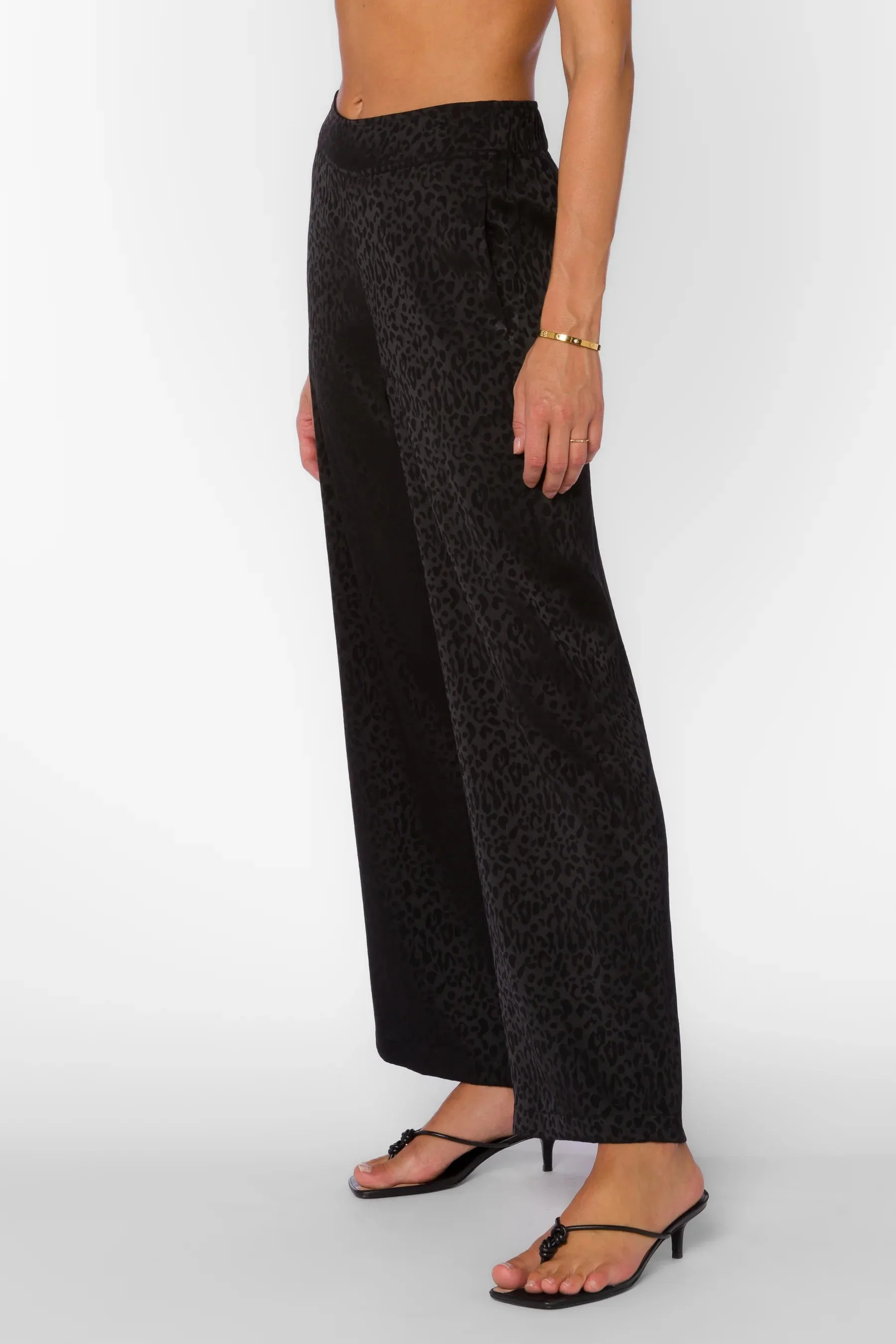 Kaelin Black Leopard Jacquard Pants