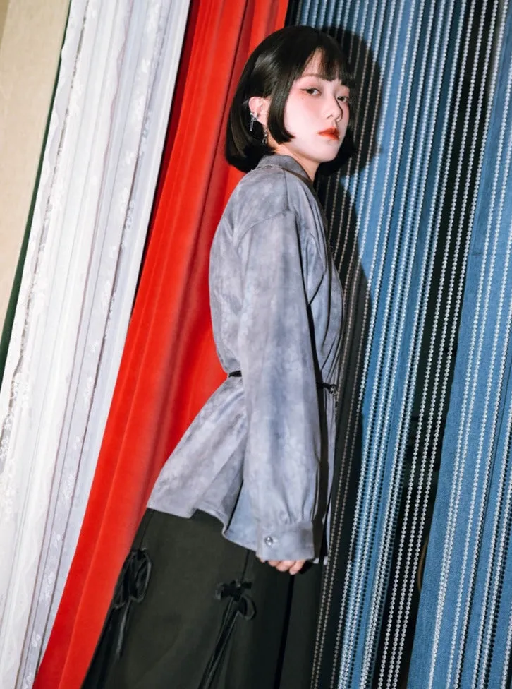 Print Suede China Dragon Shirt Retro