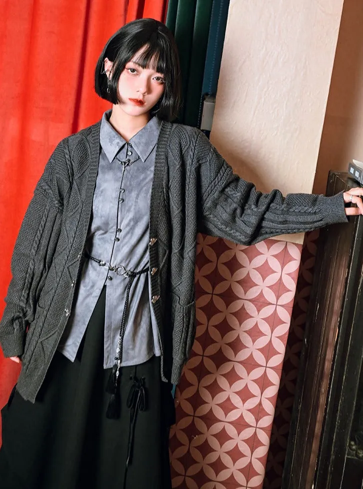 Print Suede China Dragon Shirt Retro