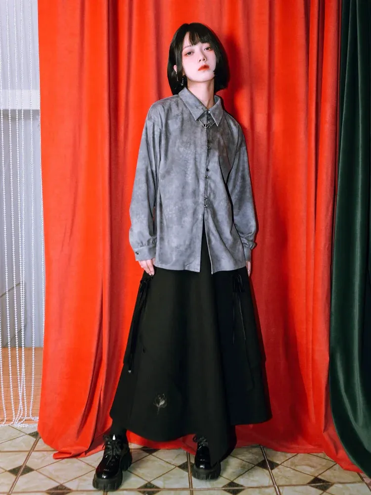 Print Suede China Dragon Shirt Retro