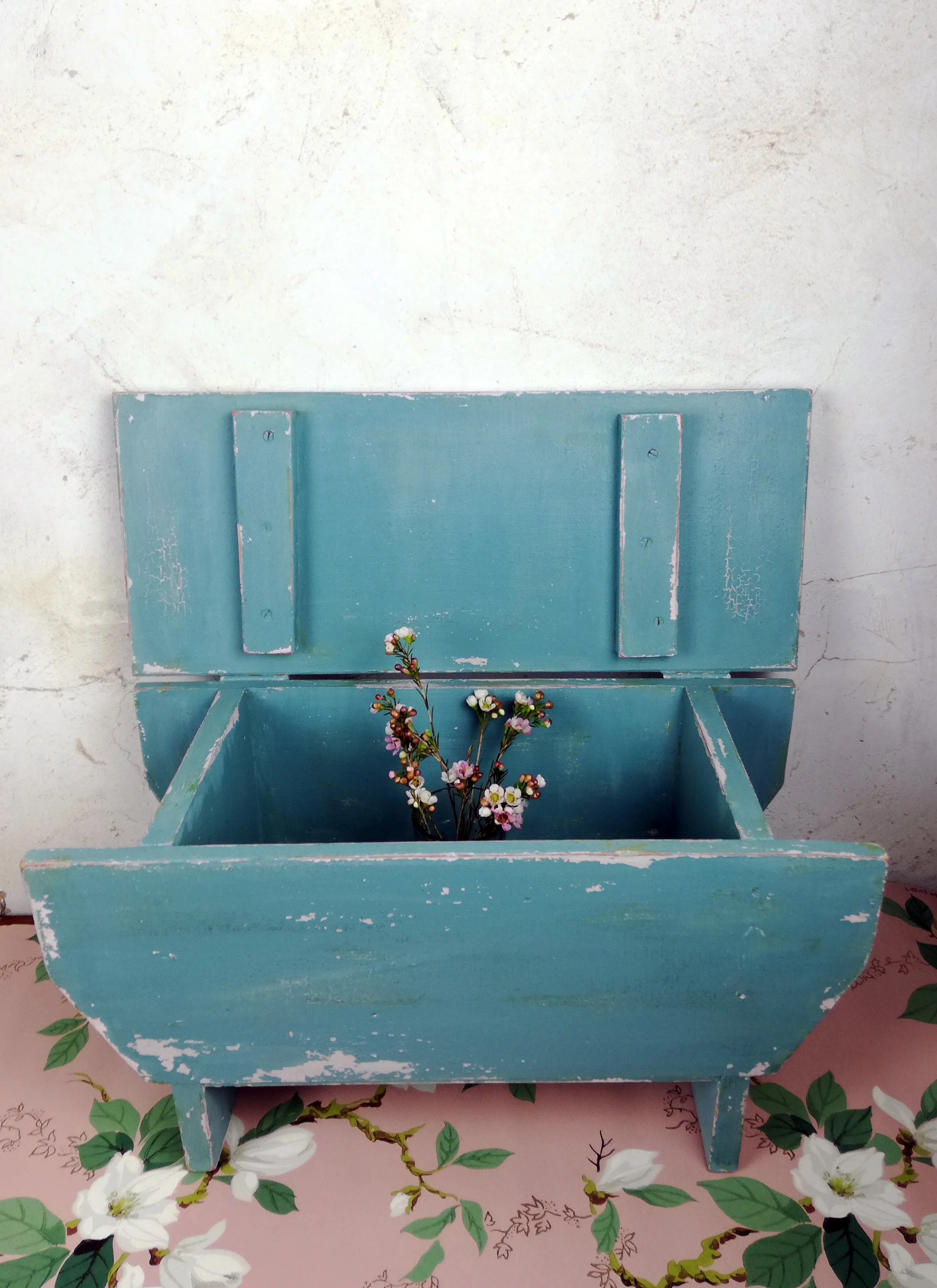 Reserved for caroline jackson vintage lidded step stool hand painted in miss mustard seed milk paint