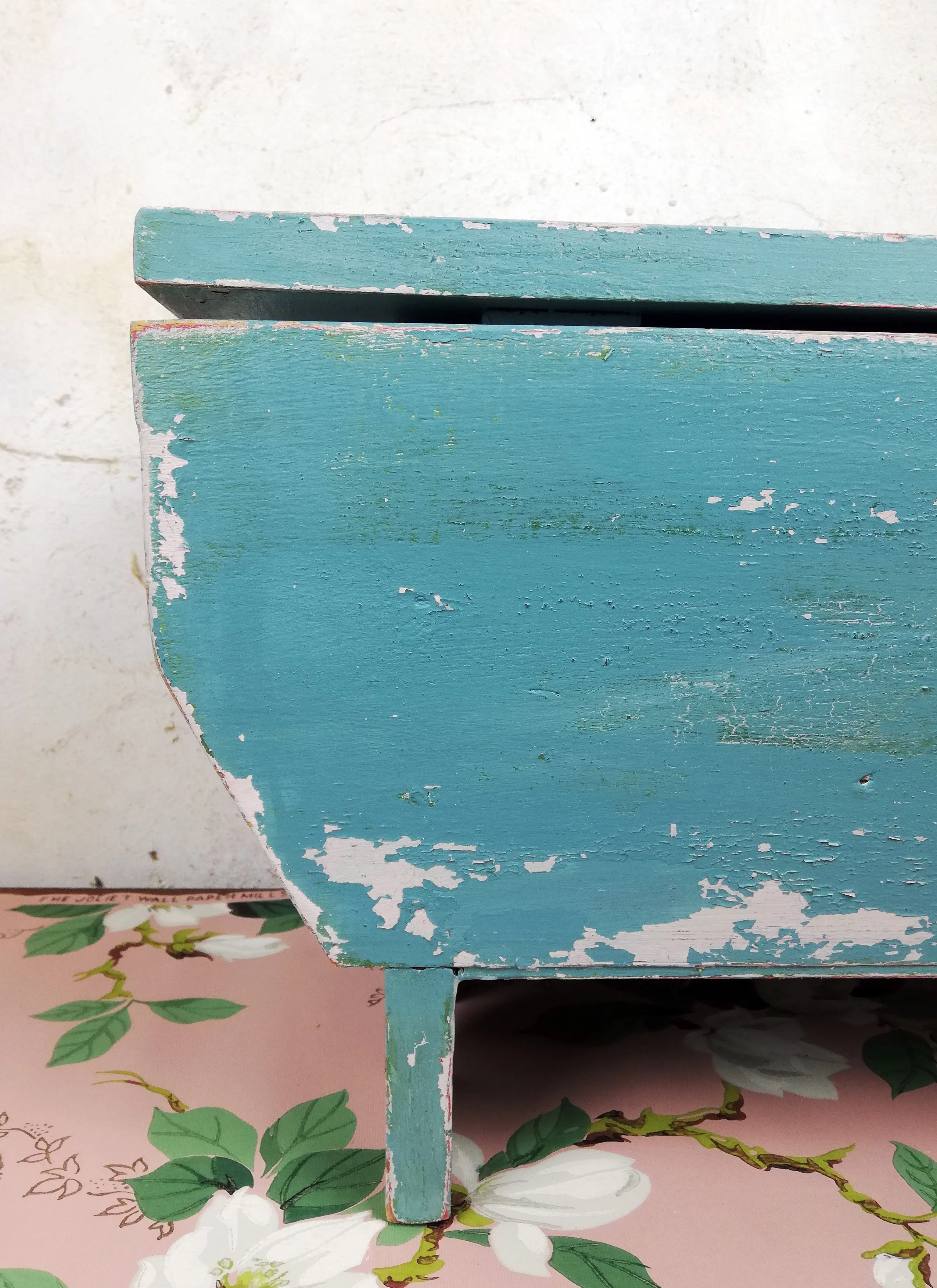 Reserved for caroline jackson vintage lidded step stool hand painted in miss mustard seed milk paint