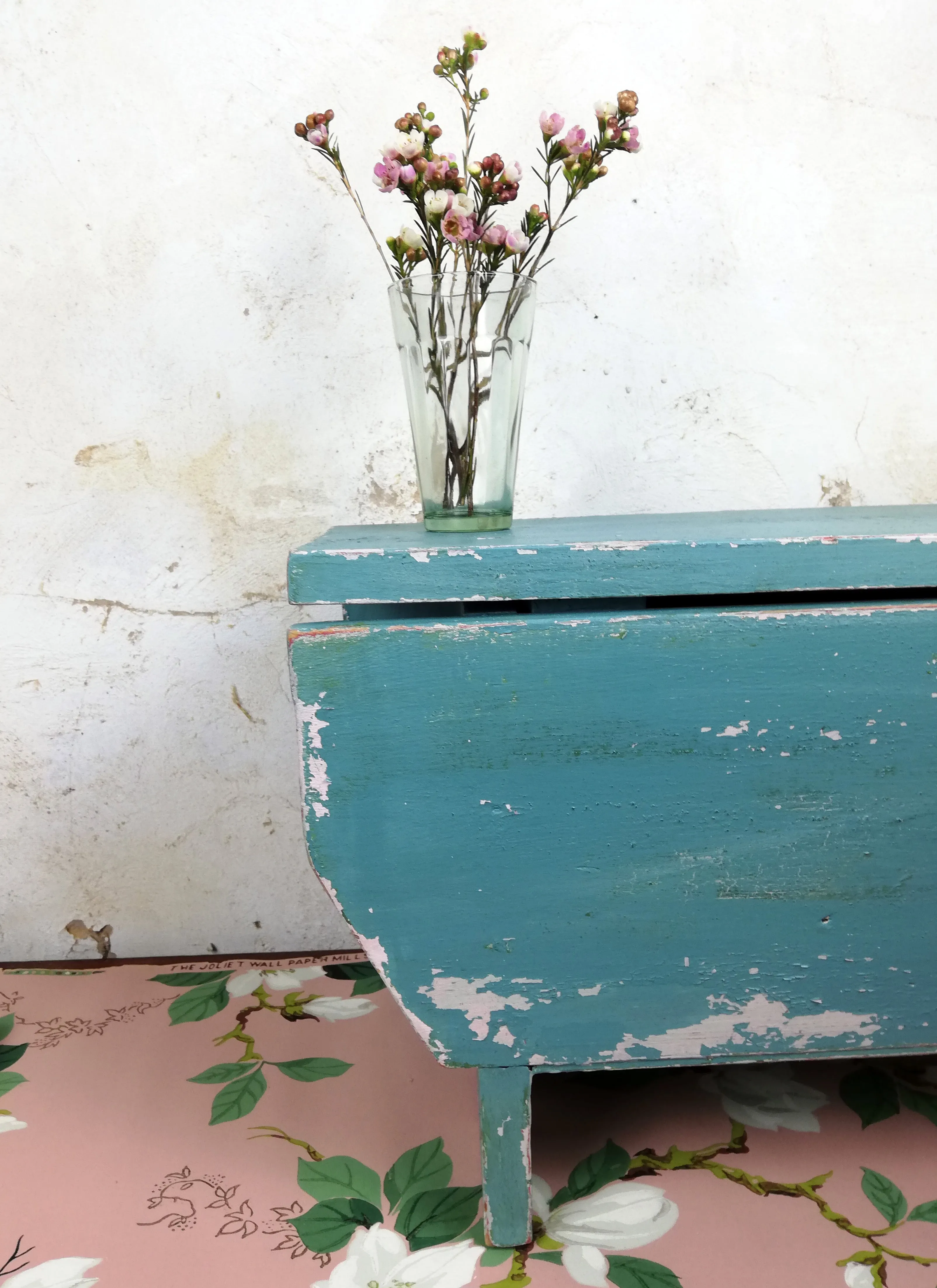 Reserved for caroline jackson vintage lidded step stool hand painted in miss mustard seed milk paint