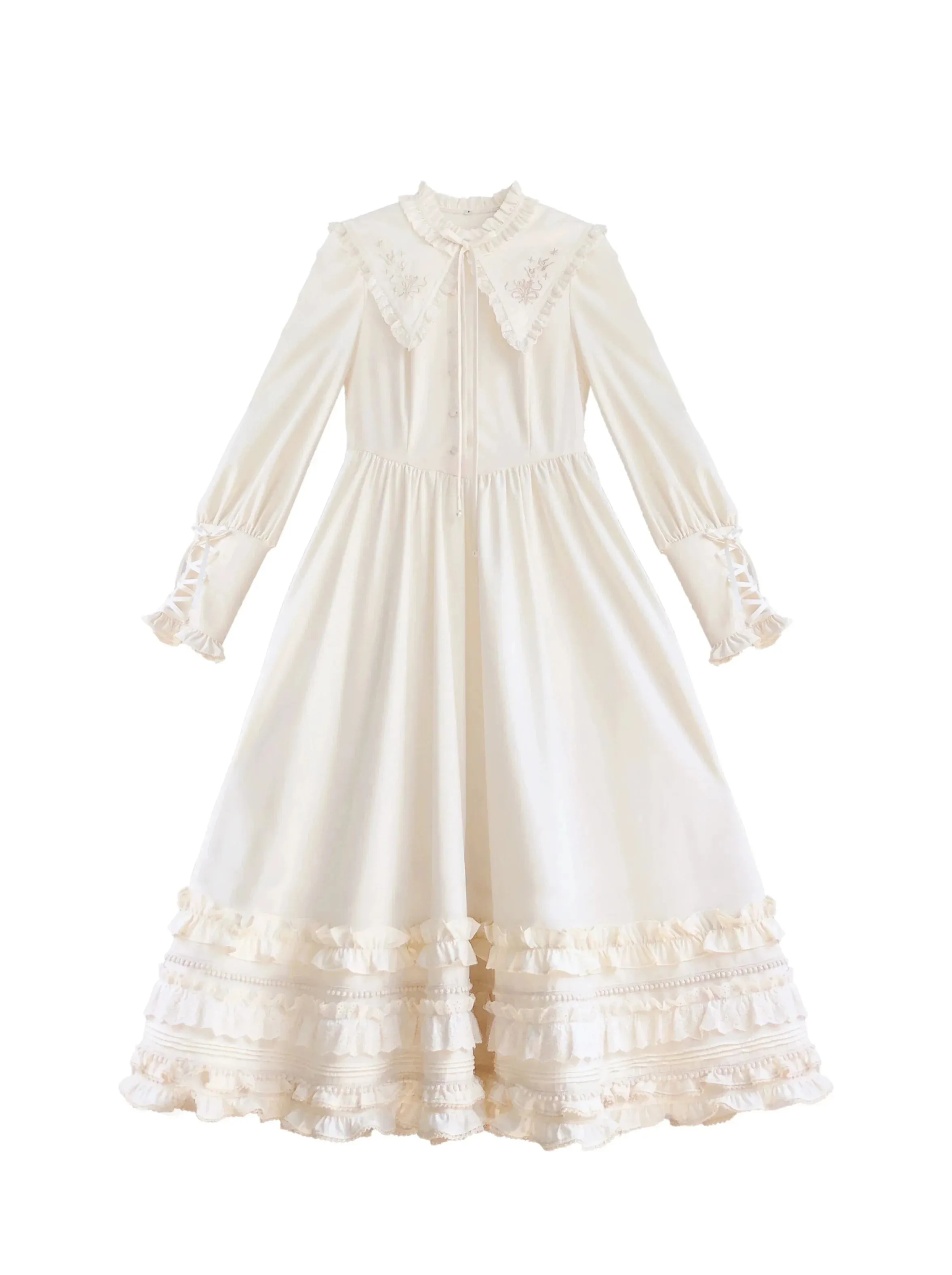 Ribbon Vintage French Waist Dress Embroidery Romantic