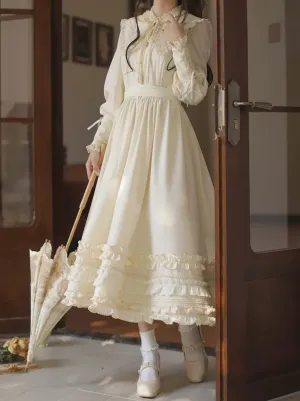 Ribbon Vintage French Waist Dress Embroidery Romantic