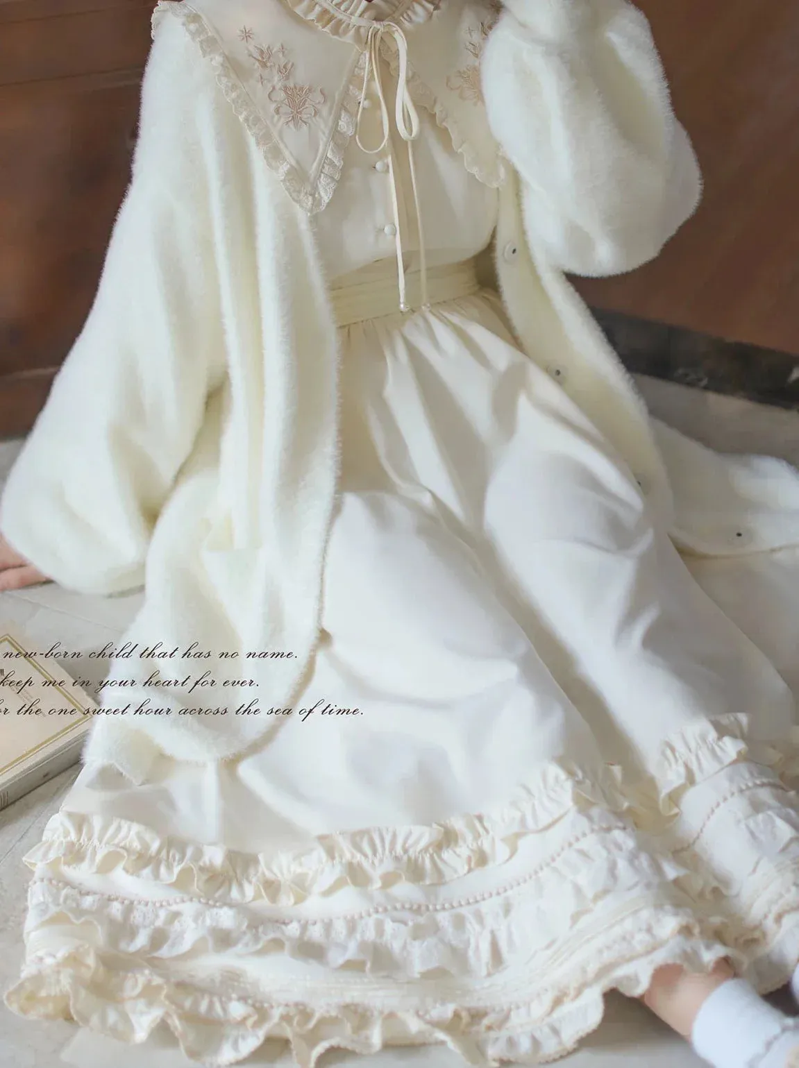 Ribbon Vintage French Waist Dress Embroidery Romantic