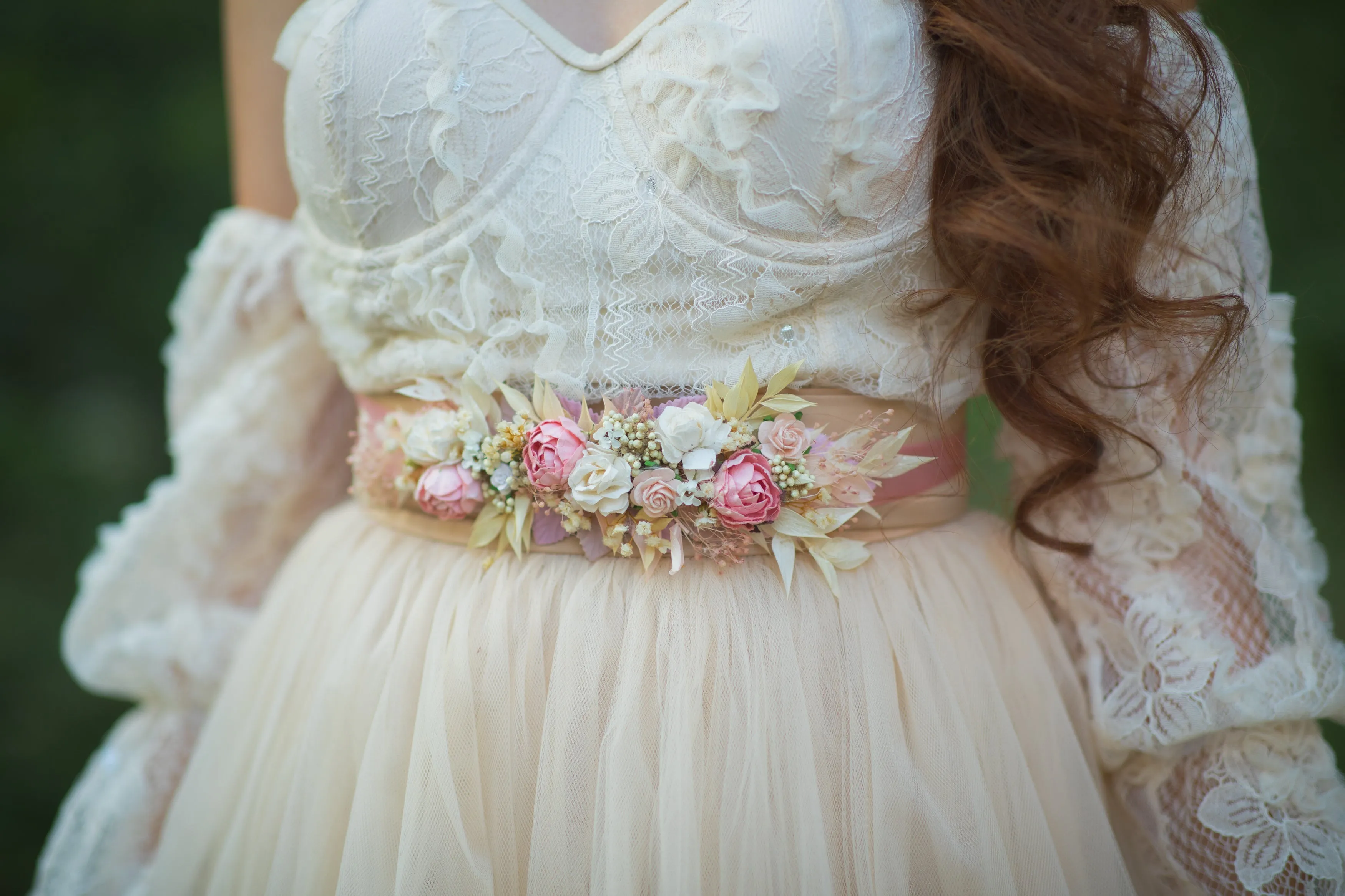 Romantic blush and ivory belt