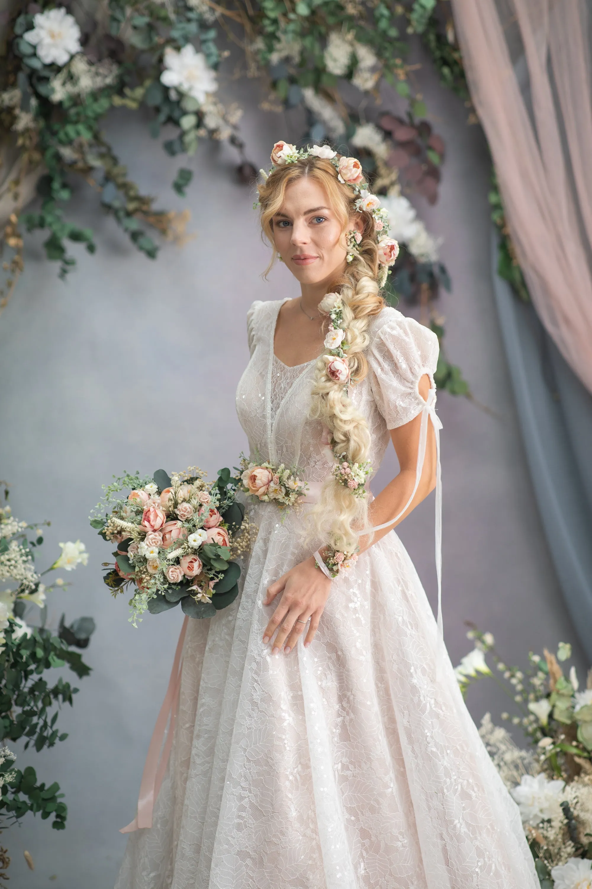 Romantic blush flower belt