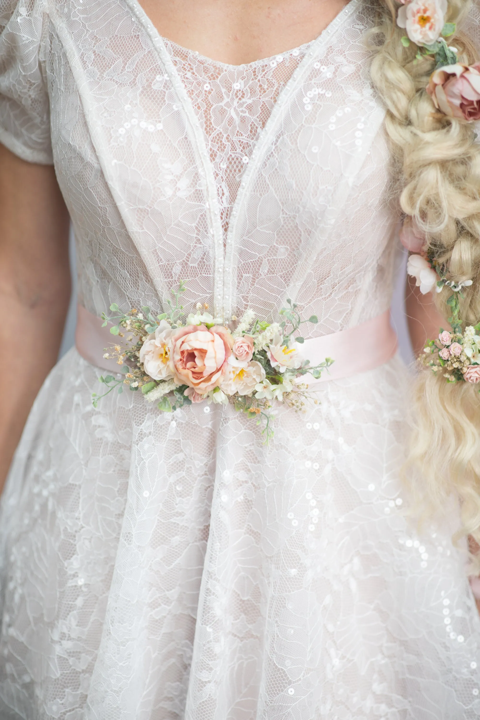 Romantic blush flower belt
