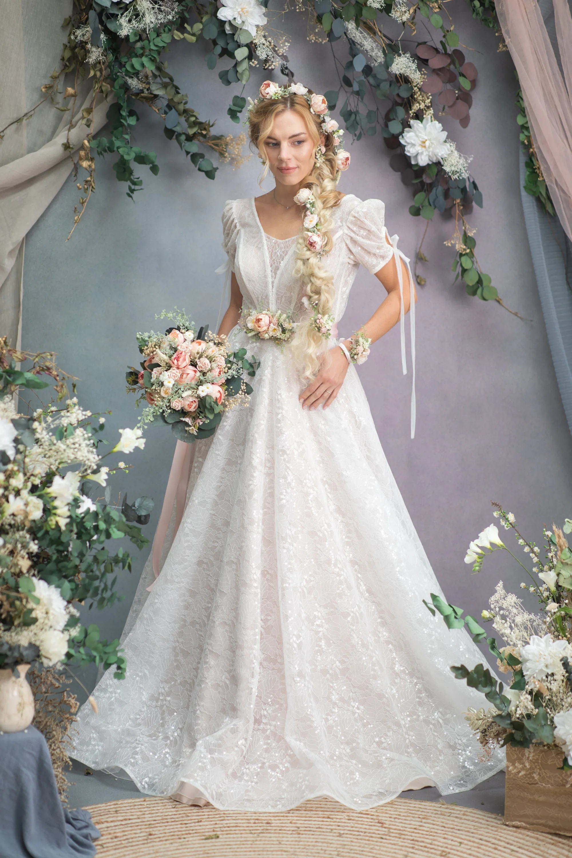 Romantic blush flower belt