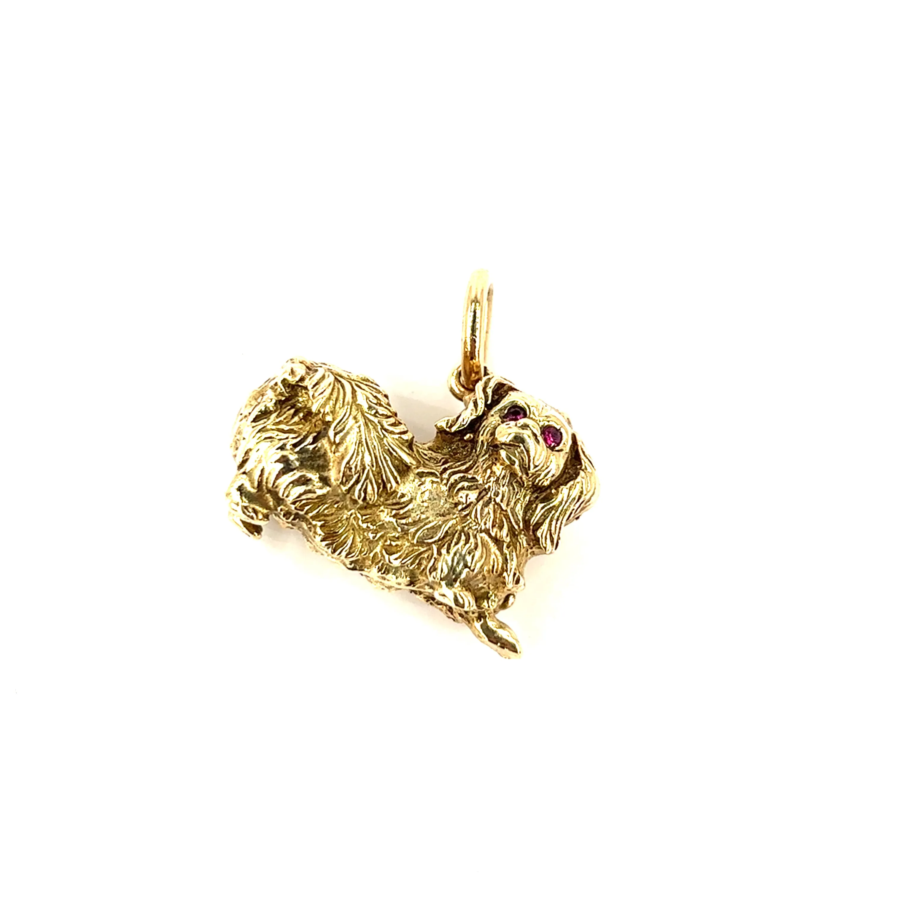 Unisex 9ct Yellow Gold Spaniel Pendant - 10.3G
