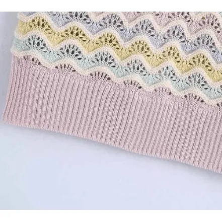 V-Neck Colorful Knitted Vest