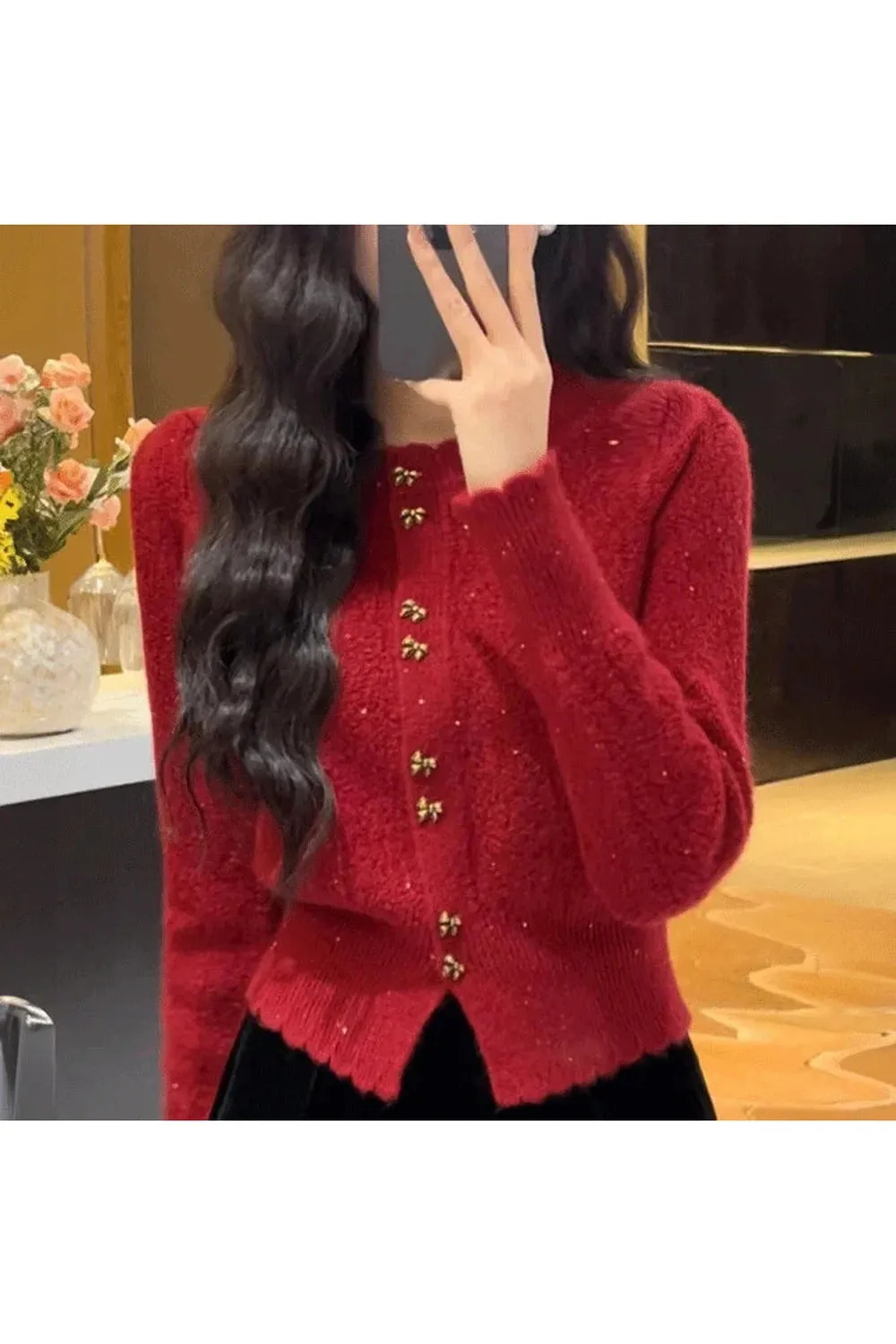 Vintage Pearl Button-Up Fall Cardigan