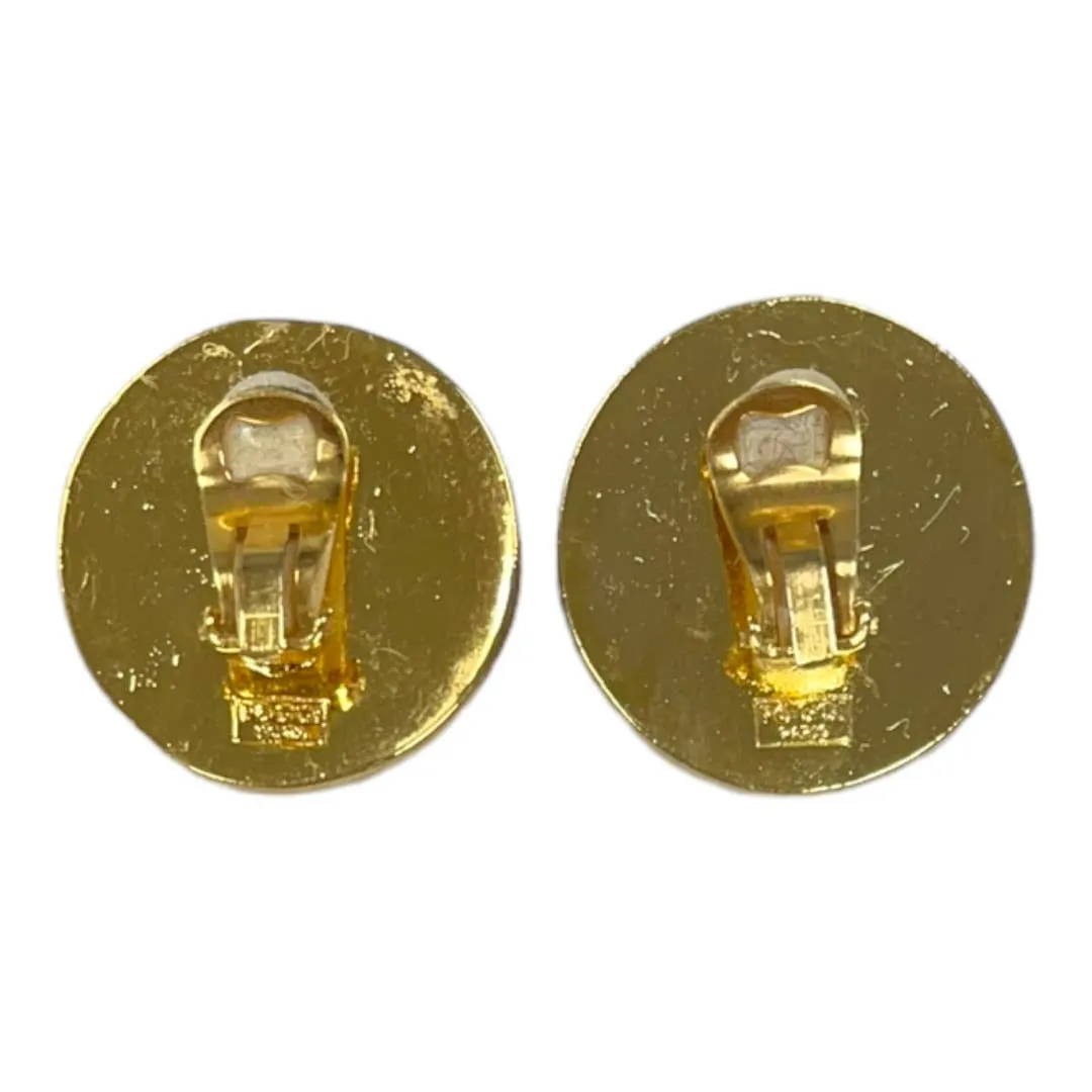 Vintage Poogi Paris Black Sequin Gold Statement Clip Earrings
