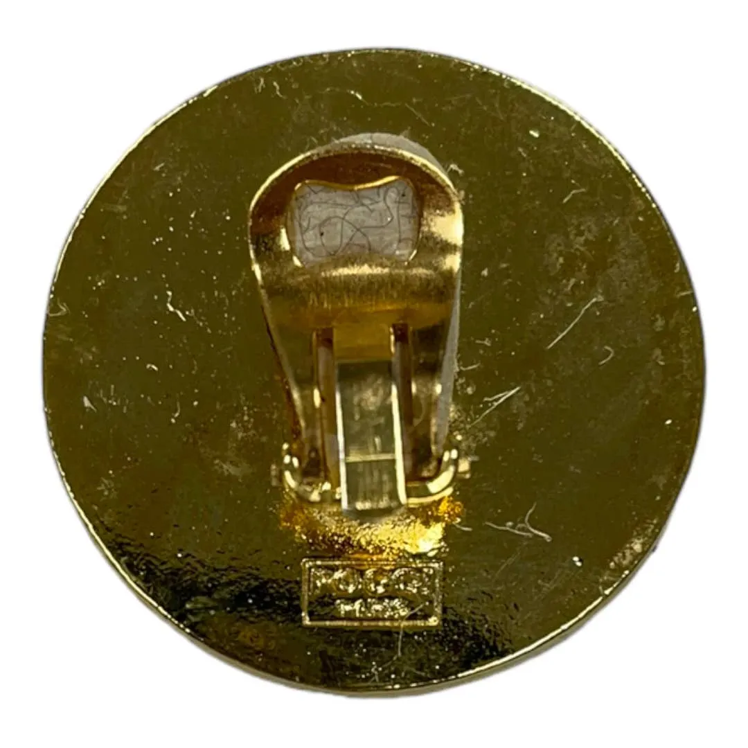 Vintage Poogi Paris Black Sequin Gold Statement Clip Earrings