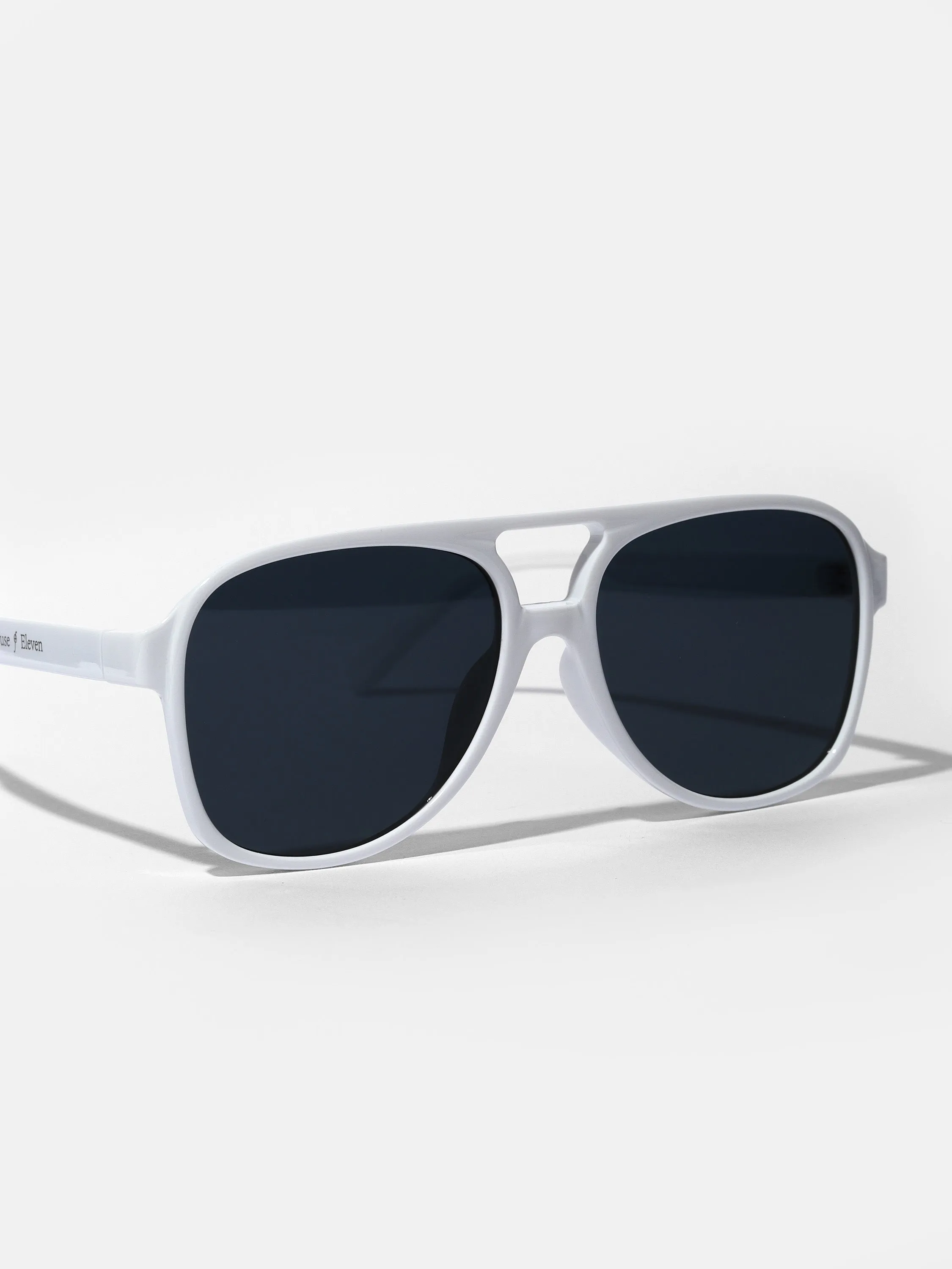 White Retro Aviator Sunglasses