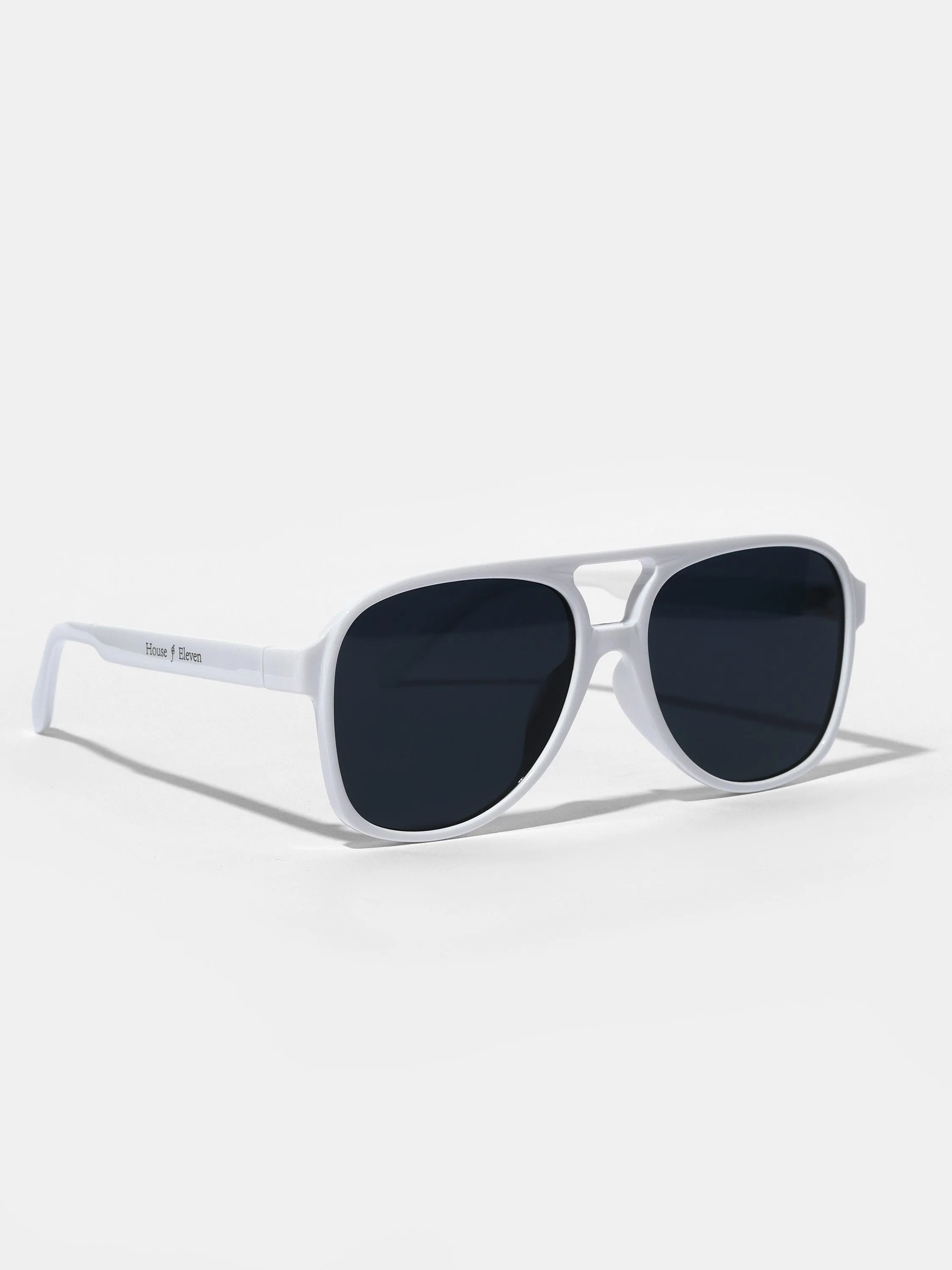 White Retro Aviator Sunglasses