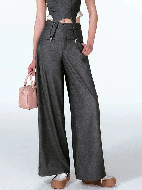 Wide Two-piece   Design Contrast Faux Vest Mint-cool Pants